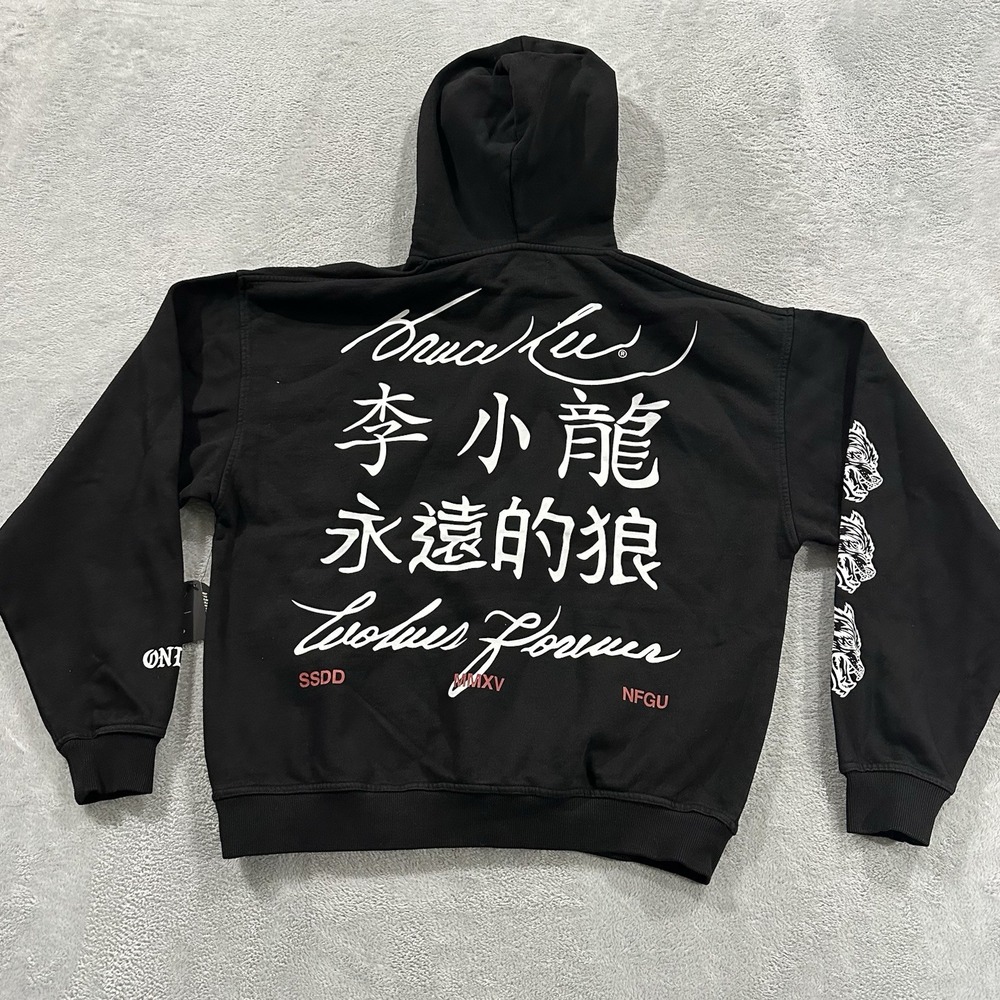 NWT Darc Sport Wolves Bruce Lee Grunge Hoodie Mens M Black Baggy Streetwear